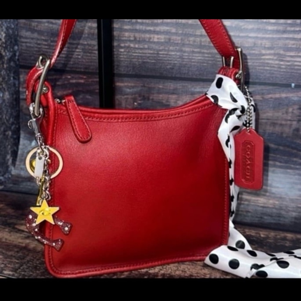 Coach Red Crossbody Bag with Polka Dot Charm - Picture 3 of 12
